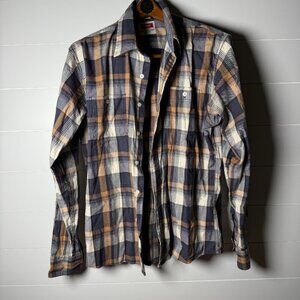 Wrangler Mens Shirt Size L Flex For Comfort Button Plaid Long Sleeve Pockets
